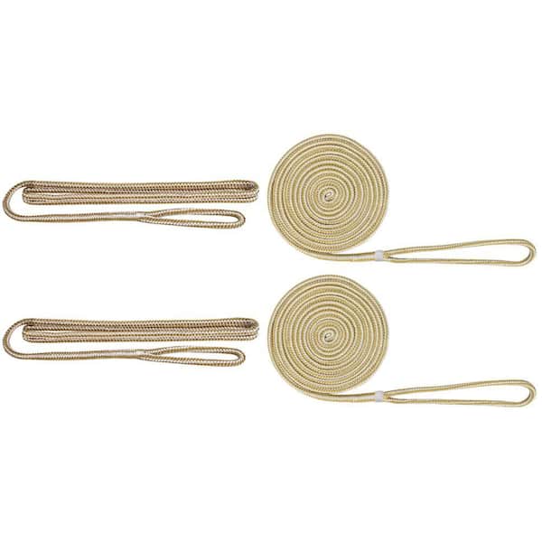 Extreme Max BoatTector Premium Double Braid Nylon Dockside Rope Value Pack - 3/8", White & Gold