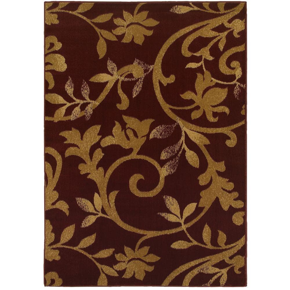 Grace Red/Beige 5 ft. x 7 ft. Plush Indoor Area Rug
