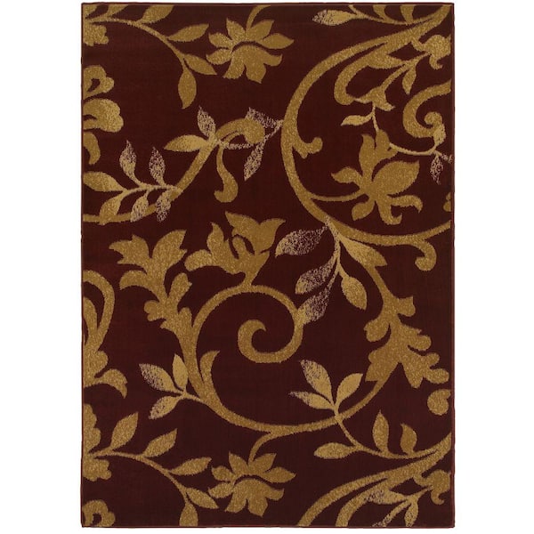 Unbranded Grace Red/Beige 5 ft. x 7 ft. Plush Indoor Area Rug