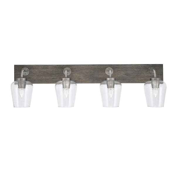 Unbranded Kirby 36.25 in. 4-Light Graphite and Painted Distressed Wood-look Metal Vanity Light