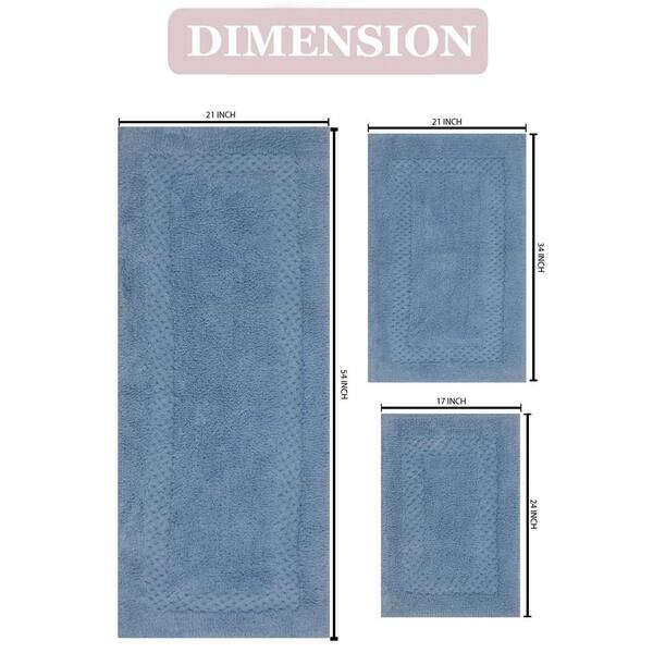 Home Dynamix Checkboard Bath Rug Set: 3 Piece Set, Blue