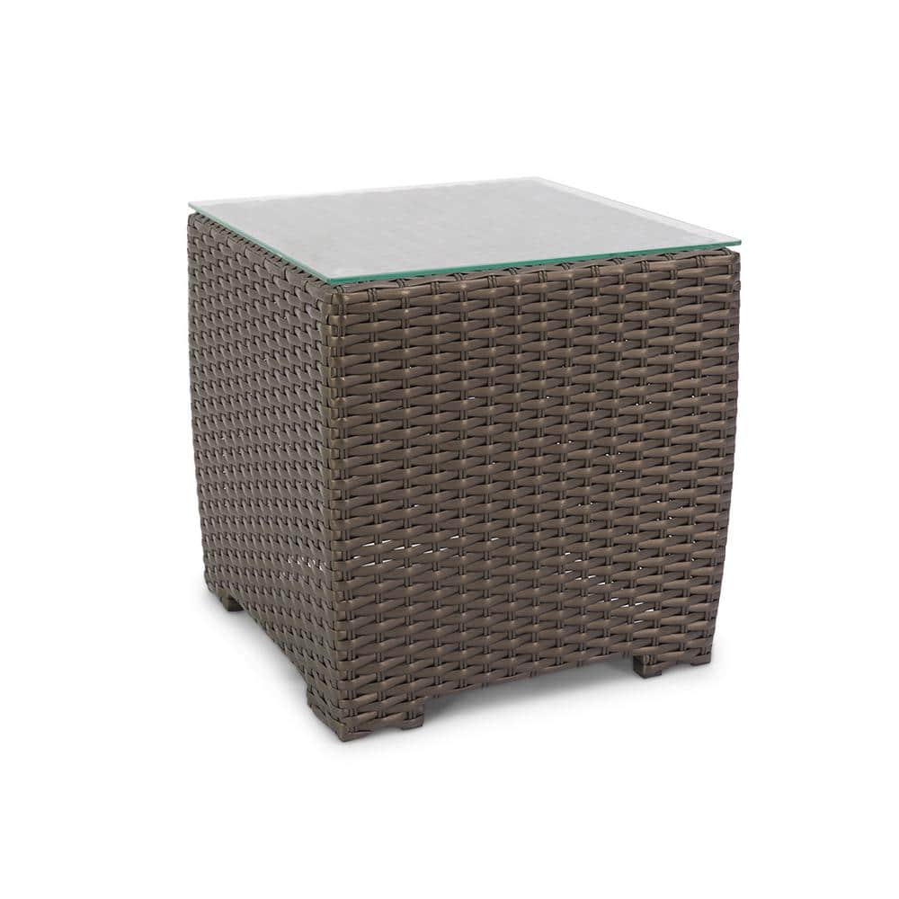 Charlotte Brown Wicker Outdoor Side Table with Glass Counter-Top price history on PriceWatchPro
