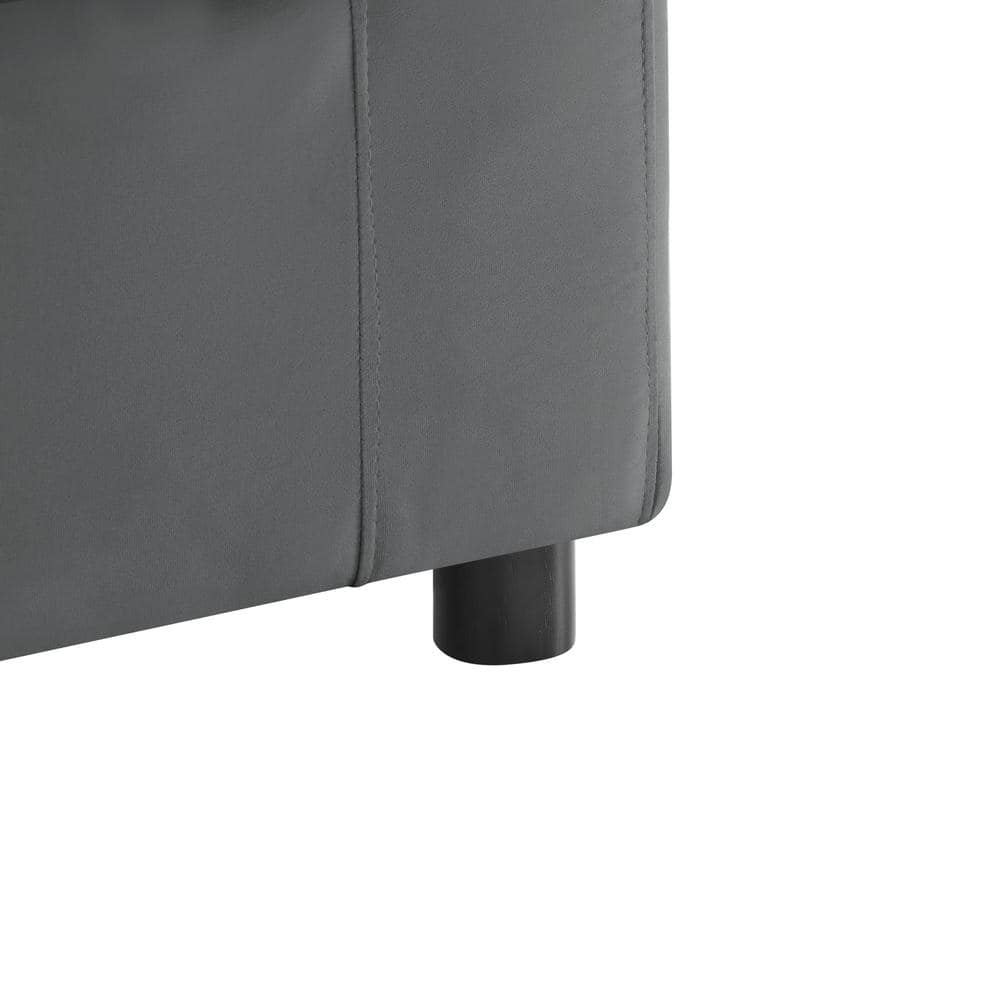 Casella Charcoal Performance Fabric Modern Armchair with Black Wood Legs