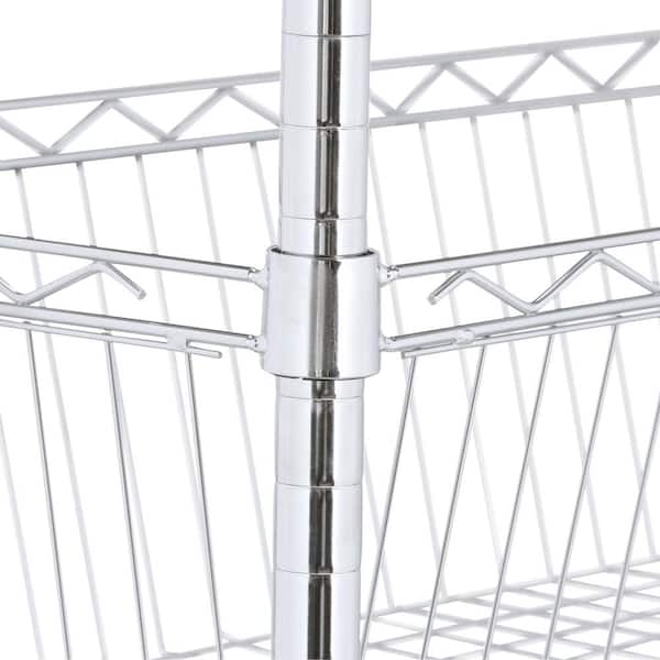 Rolling Laundry Clothes Rack with Shelves, Chrome