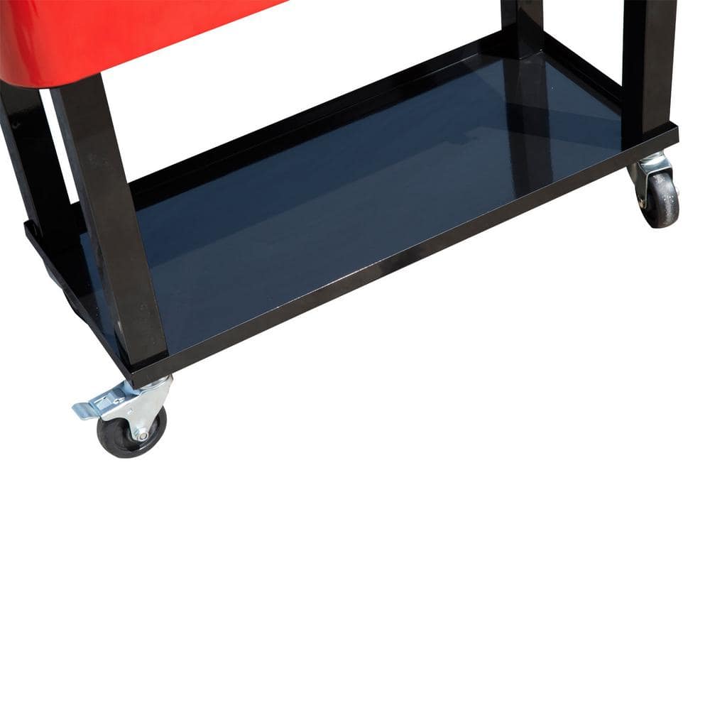 Ruby Red Metal Rolling Outdoor Cooler with Wheels