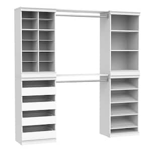 Modular Storage 68.76 in. to 78.78 in. W White Reach-In Tower Wall Mount 19-Shelf Wood Closet System