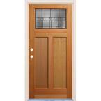 36 in. x 80 in. 2 Panel Right-Hand/Inswing Craftsman 1 Lite Decorative Glass Unfinished Fir Wood Prehung Front Door