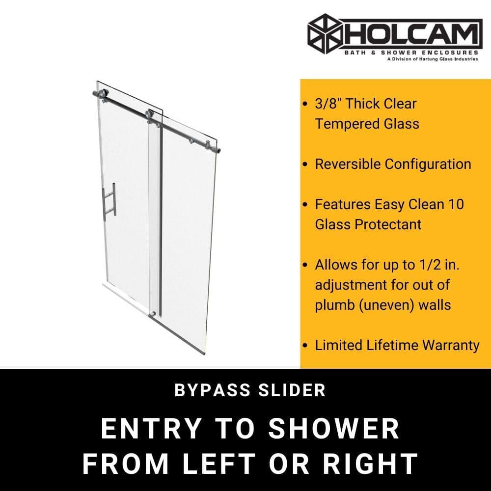 Eclipse Brushed Nickel Frameless Sliding Shower Door with Clear Glass