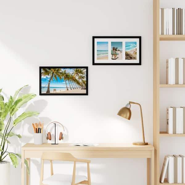 8 x 14 Picture Frame Collage Black Finish Plastic Frame Wall Mountable Holds 3 4 x 6 Photos  Mat or 1 8 x 14 Unmatted