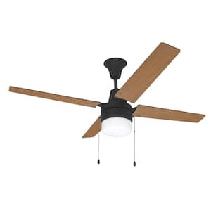 Connery 48 in. Indoor Aged Bronze Brushed Finish Downrod Mount Ceiling Fan with Reversible Blades, Integrated LED Light