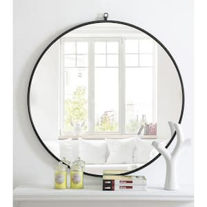 Medium Round Black Modern Mirror (36 in. H x 36 in. W)