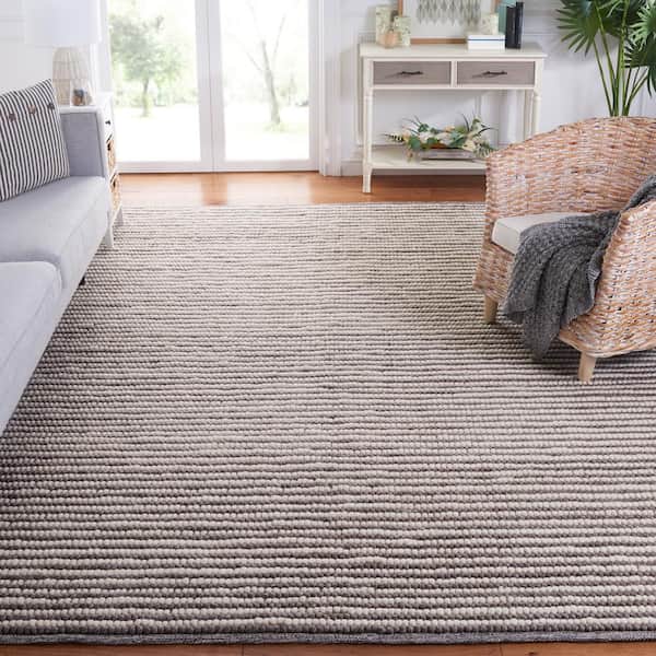 Martha Stewart Ivory/Dark Brown 8 ft. x 10 ft. Basket Striped Area Rug