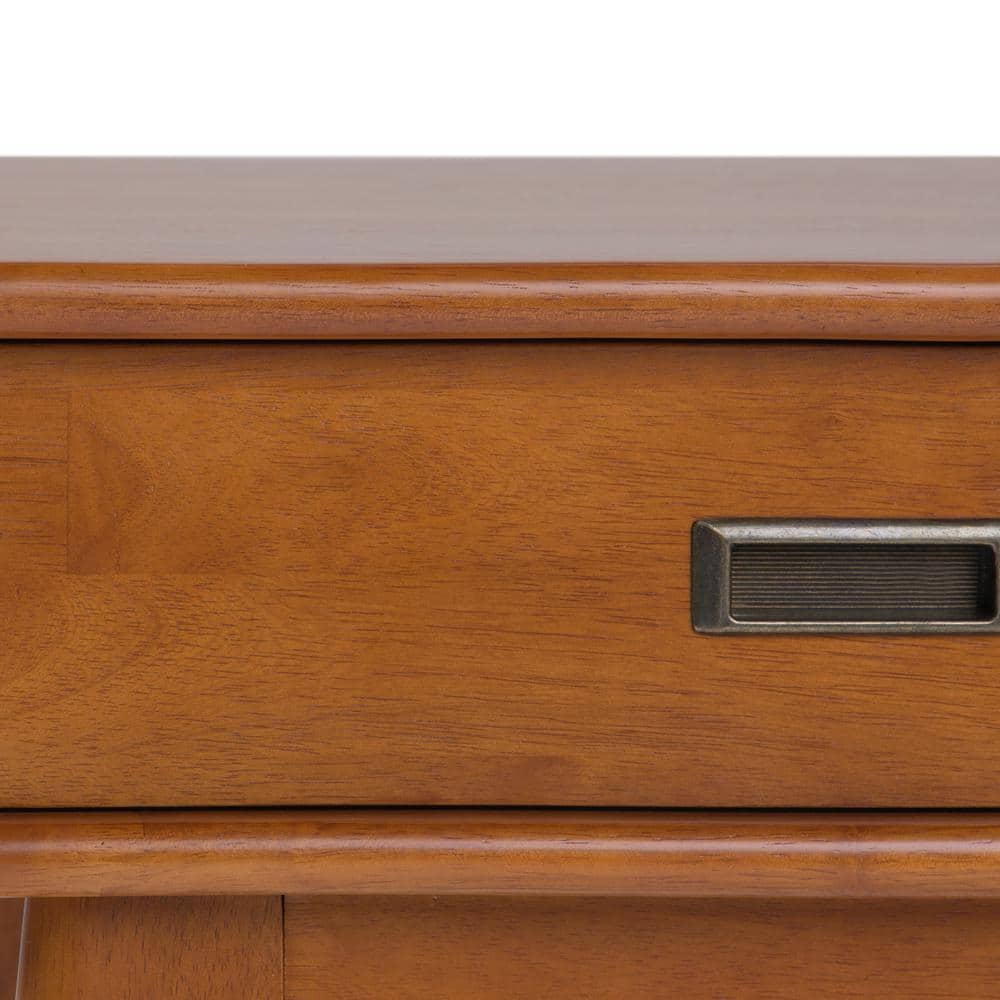 Draper Teak Brown Solid Hardwood End Table with Drawer