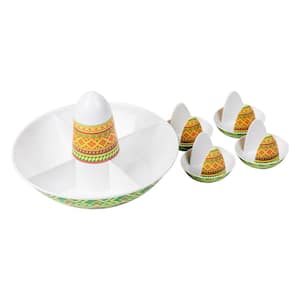 Bon Appetit Collection 12.5 in. Multi, Multi-Colored Melamine Taco Holder and Divided Carousel Serving Sets, Set of 5