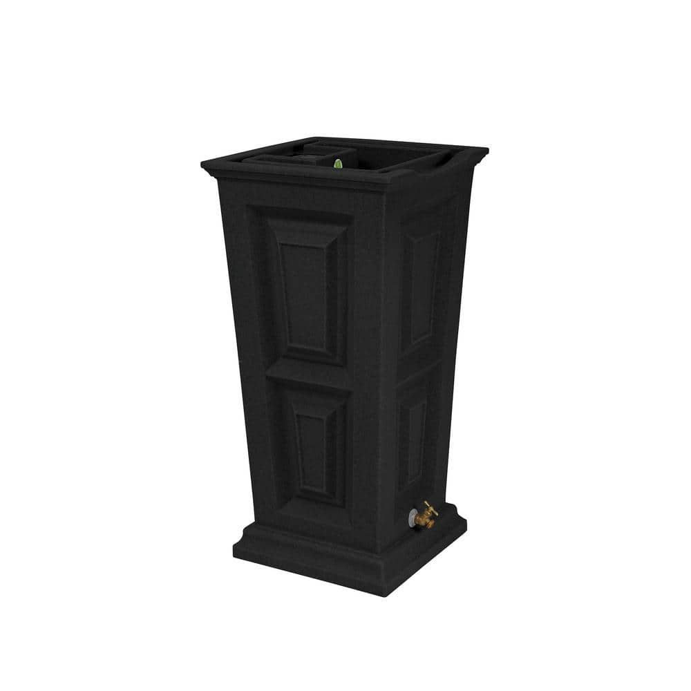 Savannah Black 45-Gallon Polyethylene Rain Saver with Planter Top