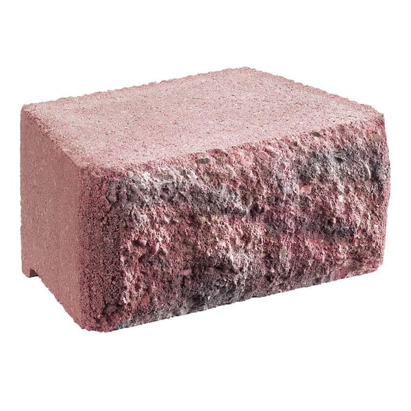 Unbranded 4 in. x 8-1/2 in. Hudson Stone Rose/Charcoal Concrete Retaining Wall Block
