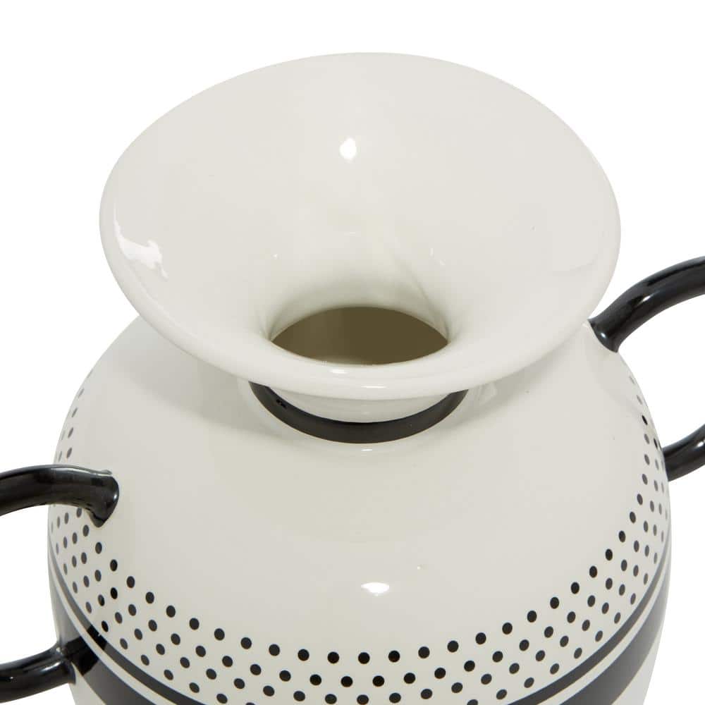 White and Black Ceramic Decorative Table Vase