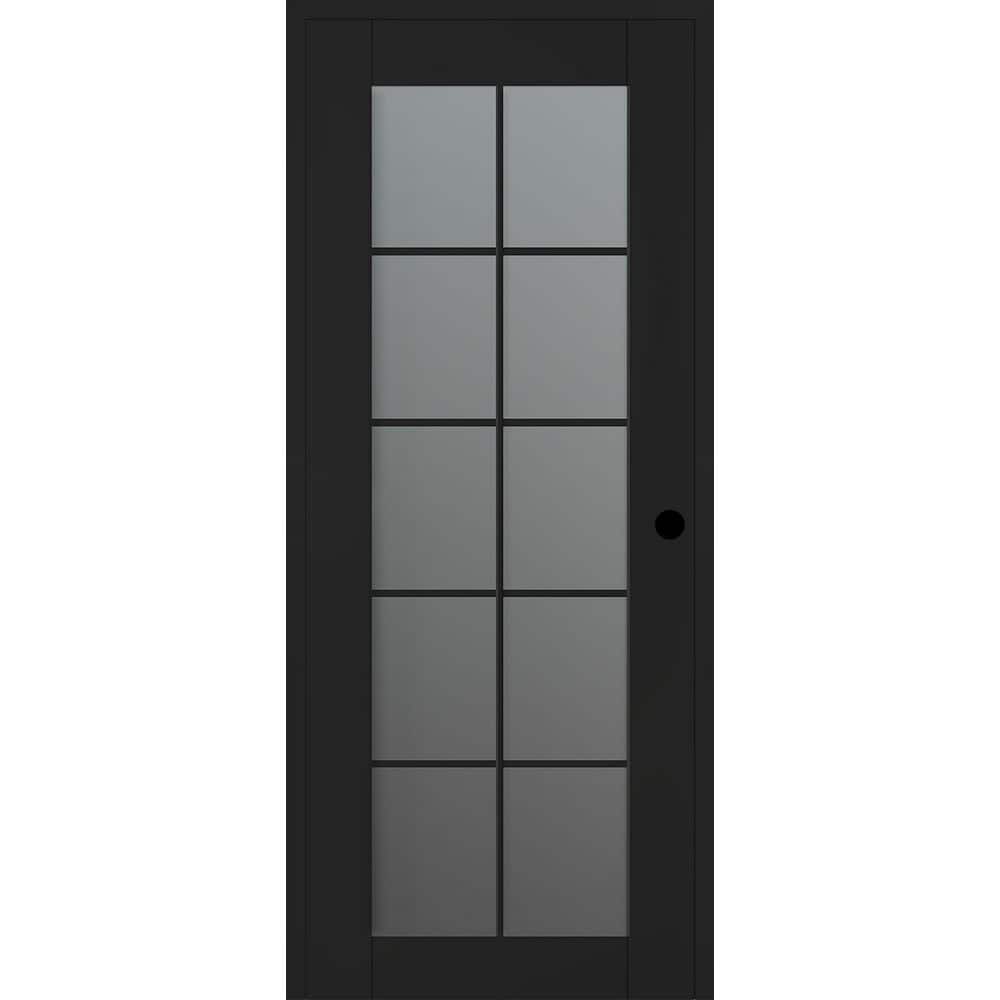 Avon 10 Lite N DIY-Friendly 24 in. х 80 in. Left-Hand Frosted Glass Black Matte Composite Single Prehung Interior Door price history on PriceWatchPro