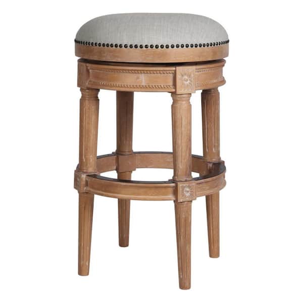 HomeRoots 31 in. White Backless Wood Bar Chair with Wood Seat