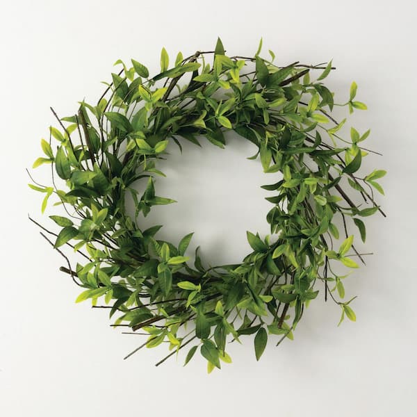 SULLIVANS 22.5 in. Artificial Ruscus and Twig Wreath, Green