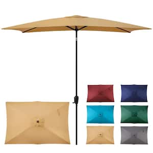 6.6 ft. x 9.8 ft. Rectangular Steel Market Umbrella in Taupe