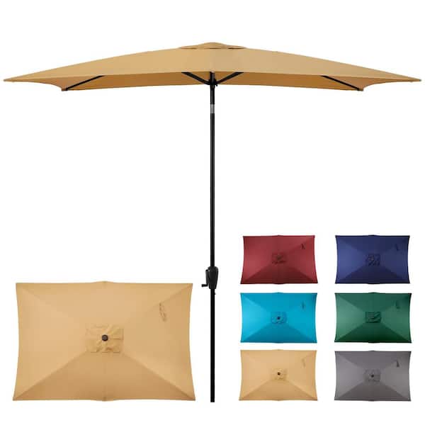 Sun-Ray 6.6 ft. x 9.8 ft. Rectangular Steel Market Umbrella in Taupe