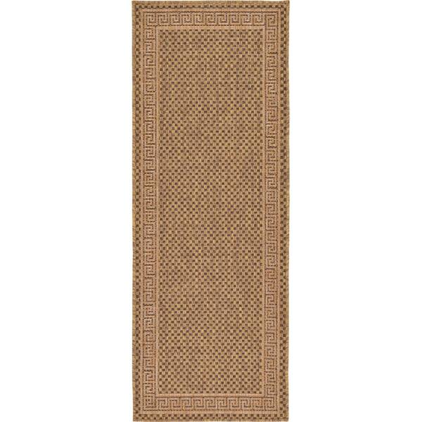 Unique Loom Outdoor Greek Key Brown 2' 2 x 6' 0 Runner Rug 3127229 ...