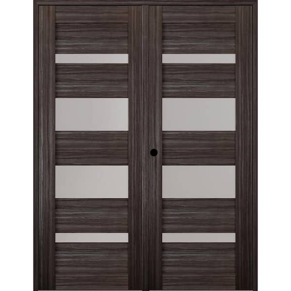 Belldinni Mirella 36" x 84" Right Hand Active 5-Lite Frosted Glass Gray Oak Finished Wood Composite Double Prehung French Door
