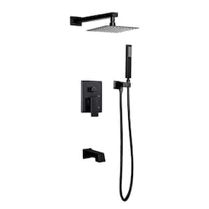 Talise 2-Handle 1-Spray Tub and Shower Faucet with 3-Setting with 304T Stainless Steel in Black(Valve Included)