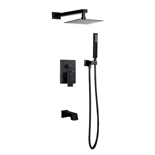 Dyconn Talise 2-Handle 1-Spray Tub and Shower Faucet with 3-Setting with 304T Stainless Steel in Black(Valve Included)