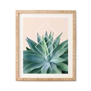"Agave geometrics peach" by Gale Switzer Bamboo Framed Nature Art Print 14 in. x 16.5 in.