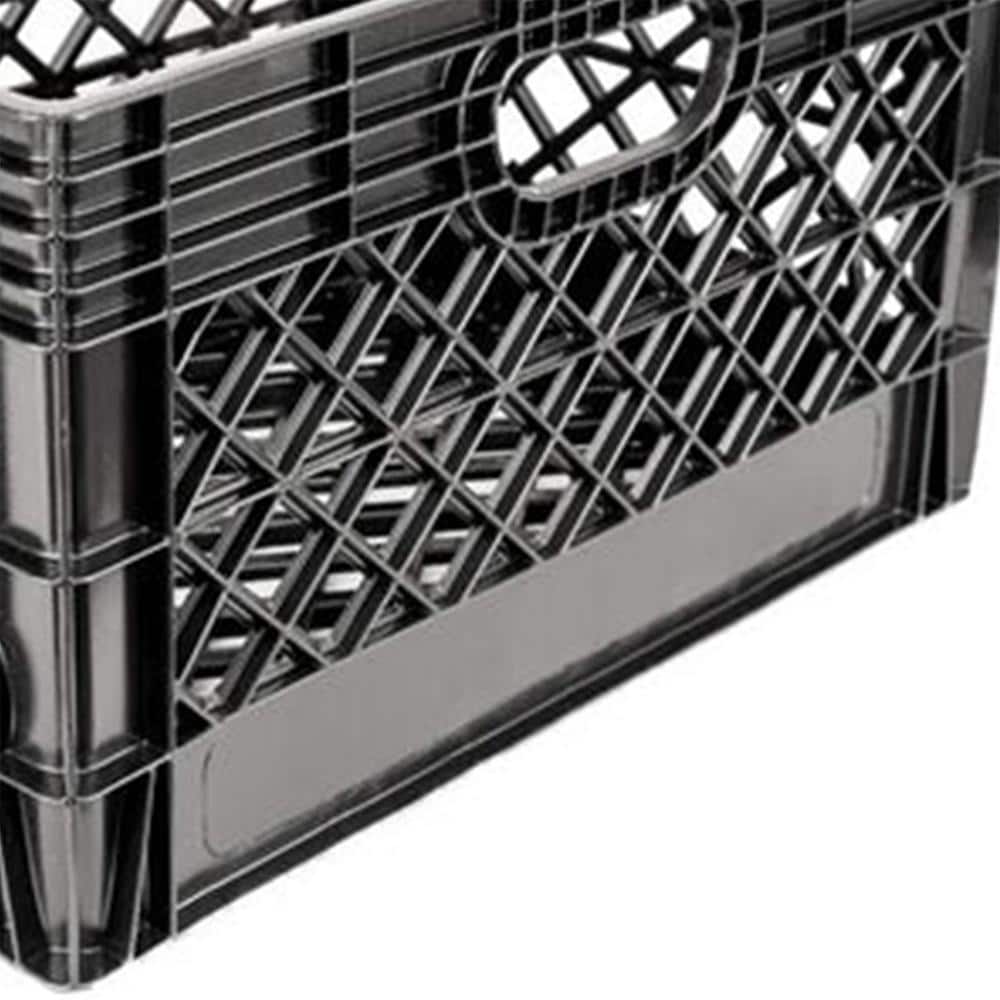 Heavy Duty Black Stackable Storage Crate with Handles, 3 Pack