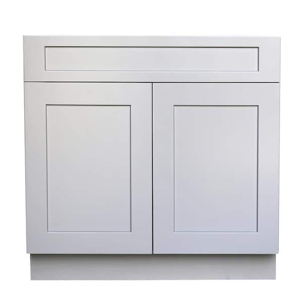 Plywell Ready to Assemble 30x34.5x24 in. Shaker Base Cabinet with 2-Door and 1 Drawer in Gray