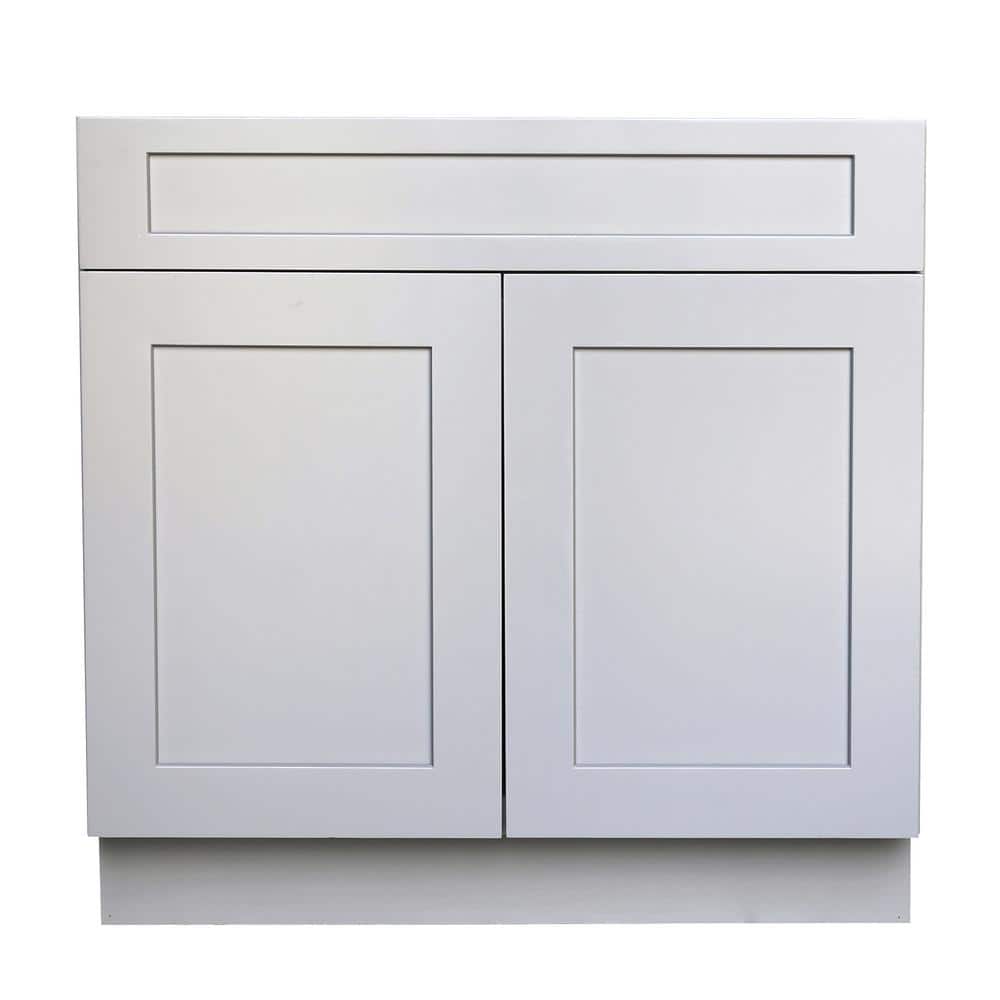 Ready to Assemble Shaker 36 in. W x 21 in. D x 34.5 in. H Vanity Cabinet with 2 Doors in Gray price history on PriceWatchPro