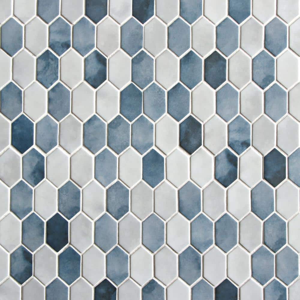 10.75" x 10.12" Hexagonal Recycled Glass Wall & Floor Tile