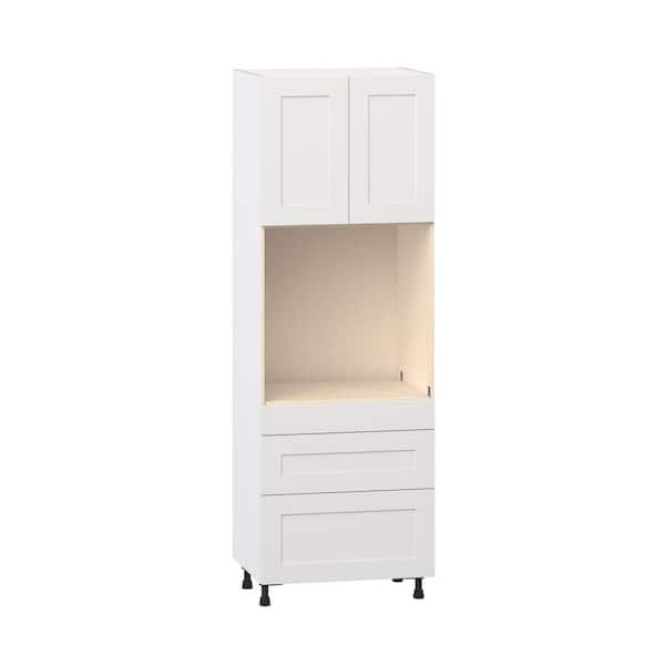 J COLLECTION Roseland 30 in. W x 24 in. D x 89.5 in. H Assembled Shaker Single Oven Kitchen Cabinet in Warm White with 3 Drawers