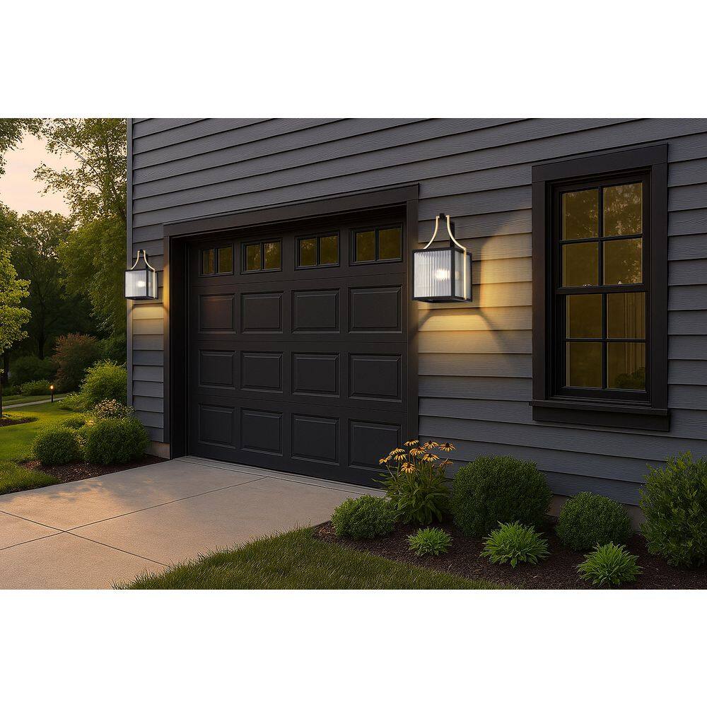 Holden 14.5 in. Black / Gold Outdoor Hardwired Wall Lantern Sconce with No Bulbs Included price history on PriceWatchPro