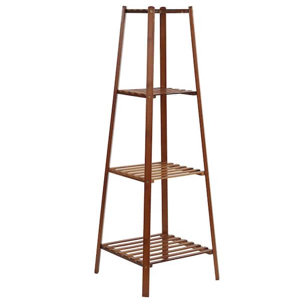 46 in. x 14 in. Indoor Brown Bamboo Wood Plant Stand 4-Potted Display Holder 4-Tier Garden Kits and Accessories