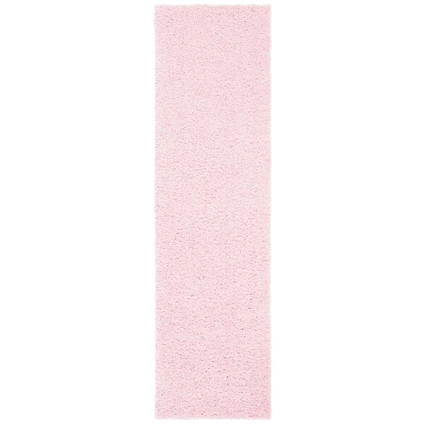 SAFAVIEH Primo Shag Light Pink 2 ft. x 8 ft. Solid Runner Rug