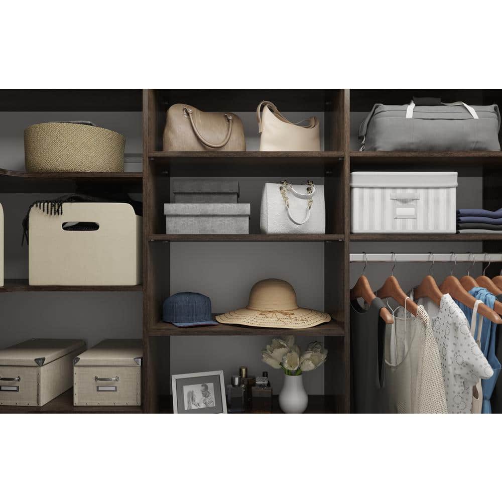 Truffle Brown 24-Inch Adjustable Laminate Closet Shelves