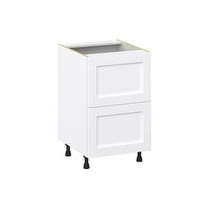 21 in. W x 24 in. D x 34.5 in. H Mancos Glacier White Shaker Assembled Base Kitchen Cabinet with 2 Drawers