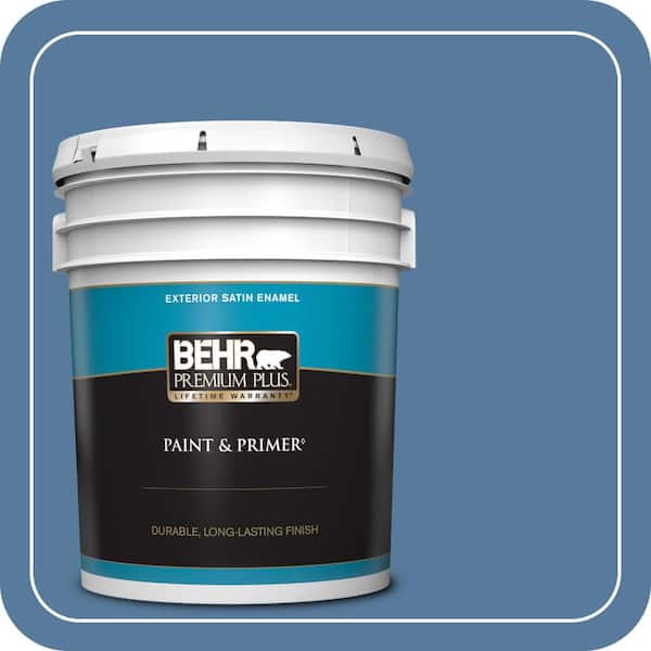 BEHR PREMIUM PLUS 5 gal. #PPU14-02 Glass Sapphire Satin Enamel Exterior Paint & Primer