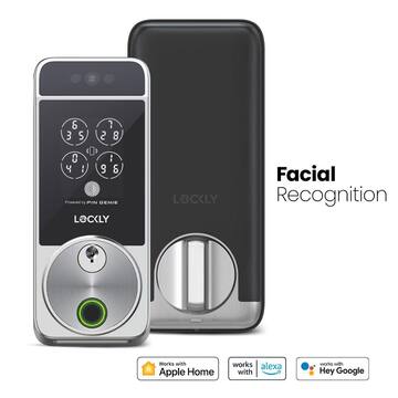 Lockly Visage Facial Recognition Zeno Satin Nickel Deadbolt Wifi Smart Lock, Home Key, Fingerprint, Keypad, Siri/Alexa/Google PGK728WRHKSN
