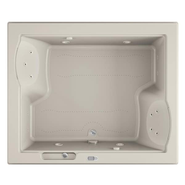 JACUZZI FUZION SALON SPA 71.75 in. x 59.75 in. Rectangular Combination Bathtub with Center Drain in Oyster
