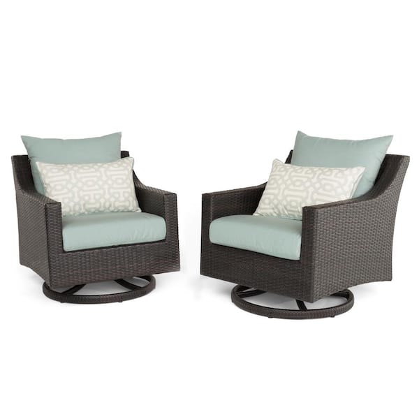 RST BRANDS Deco Wicker Motion Outdoor Lounge Chair with Sunbrella Spa Blue Cushions (2 Pack)