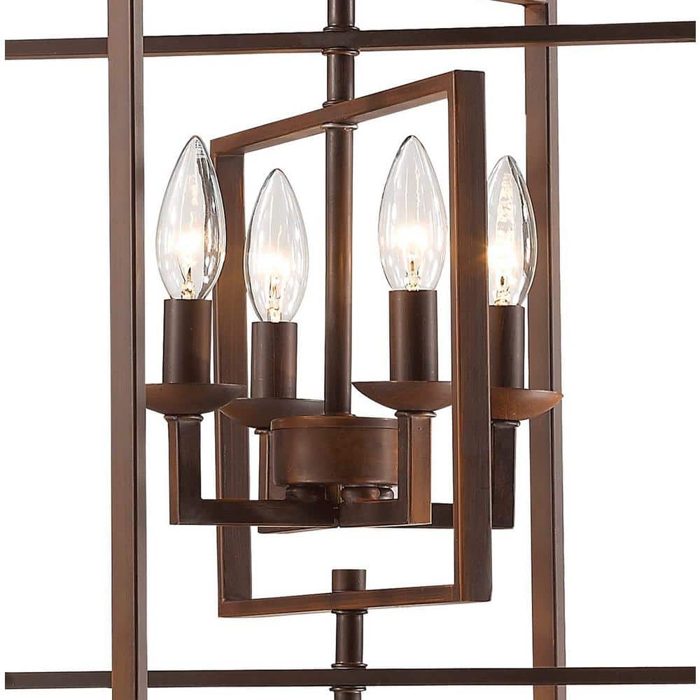 Elegant Rubbed Bronze 4-Light Indoor/Outdoor Pendant