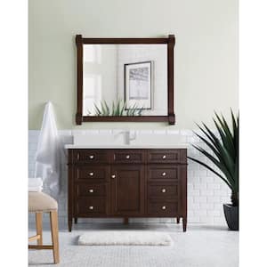 Brittany 48.0 in. W x 23.5 in. D x 34.0 in. H Single Bathroom Vanity in Burnished Mahogany with White Zeus Quartz Top