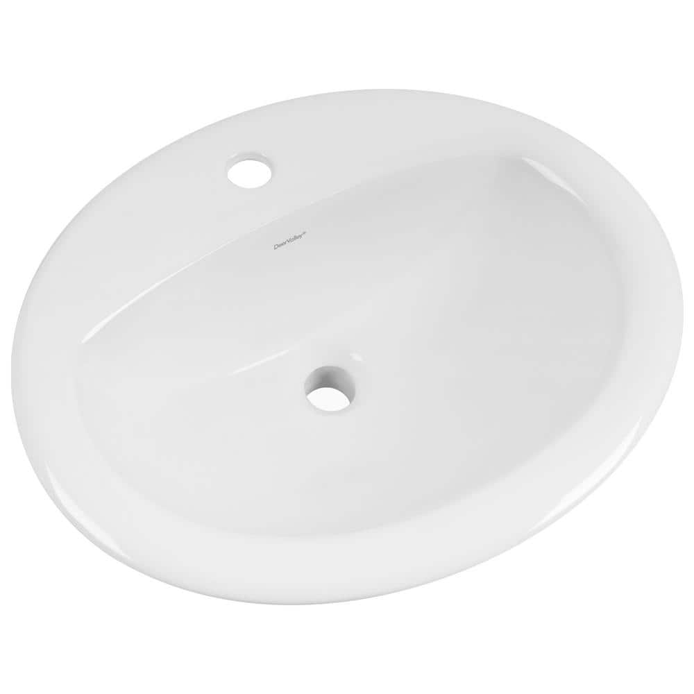20'' x 17'' White Ceramic Oval Drop-In Bathroom Sink