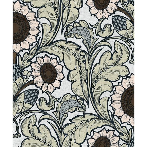 Unbranded Llewelyn-Bowen Off the Wall Pink Floral Sunnyside Up Matte Finish Non-Pasted Non-Woven Wallpaper Sample