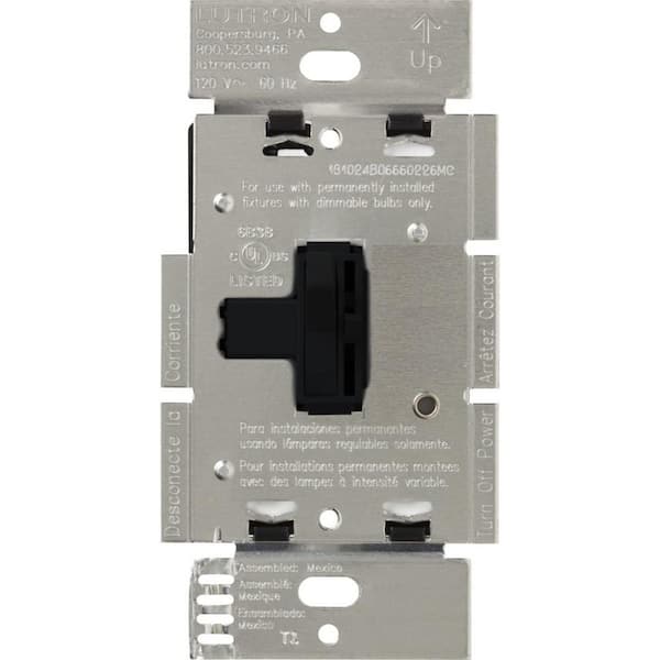 Lutron Toggler Dimmer Switch for Incandescent and Halogen Bulbs, 1000,Watt, Single,Pole, Black (AY-10P-BL)